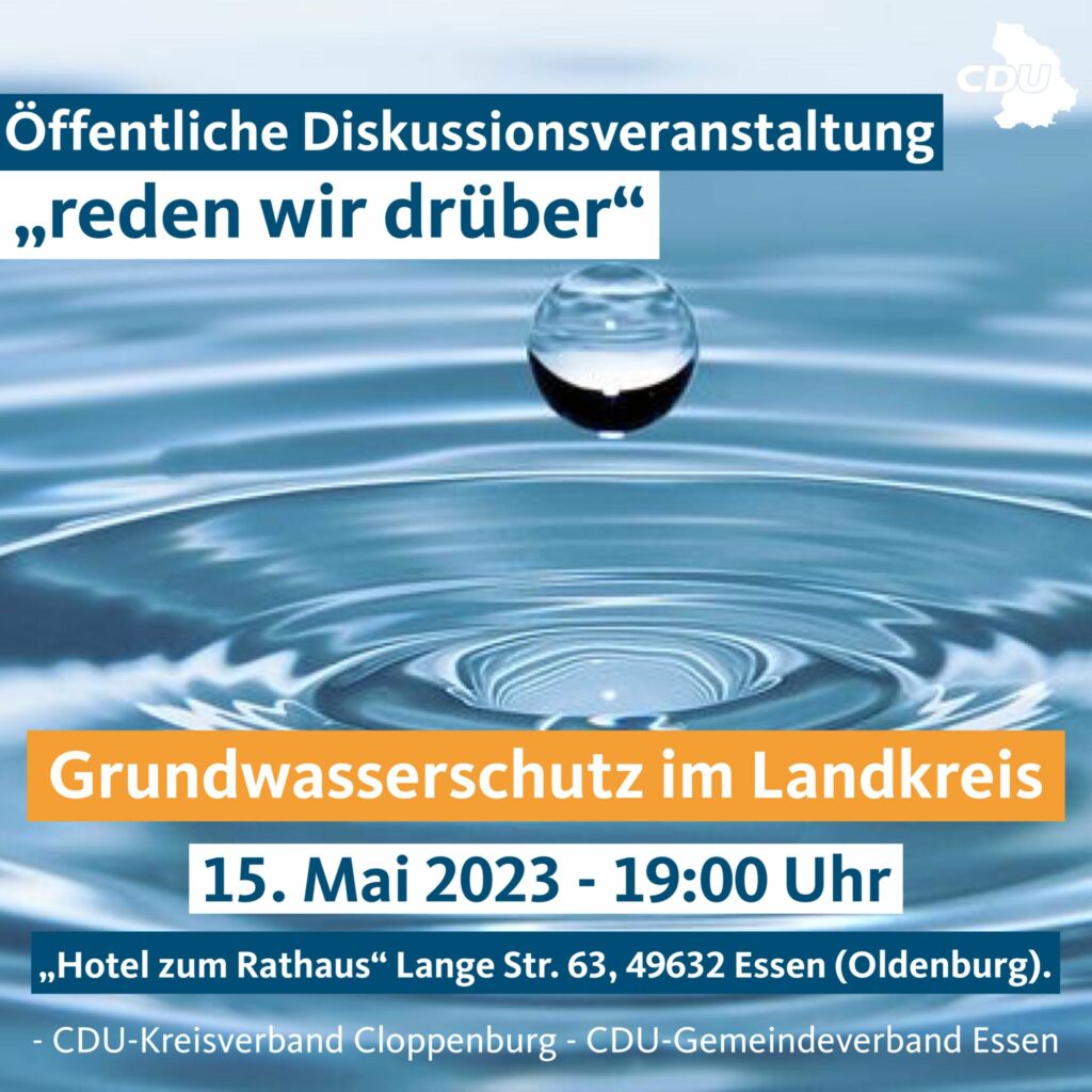 Veranstaltungshinweis: “reden wir drüber: Grundwasserschutz” 15.5. 19:00 Uhr