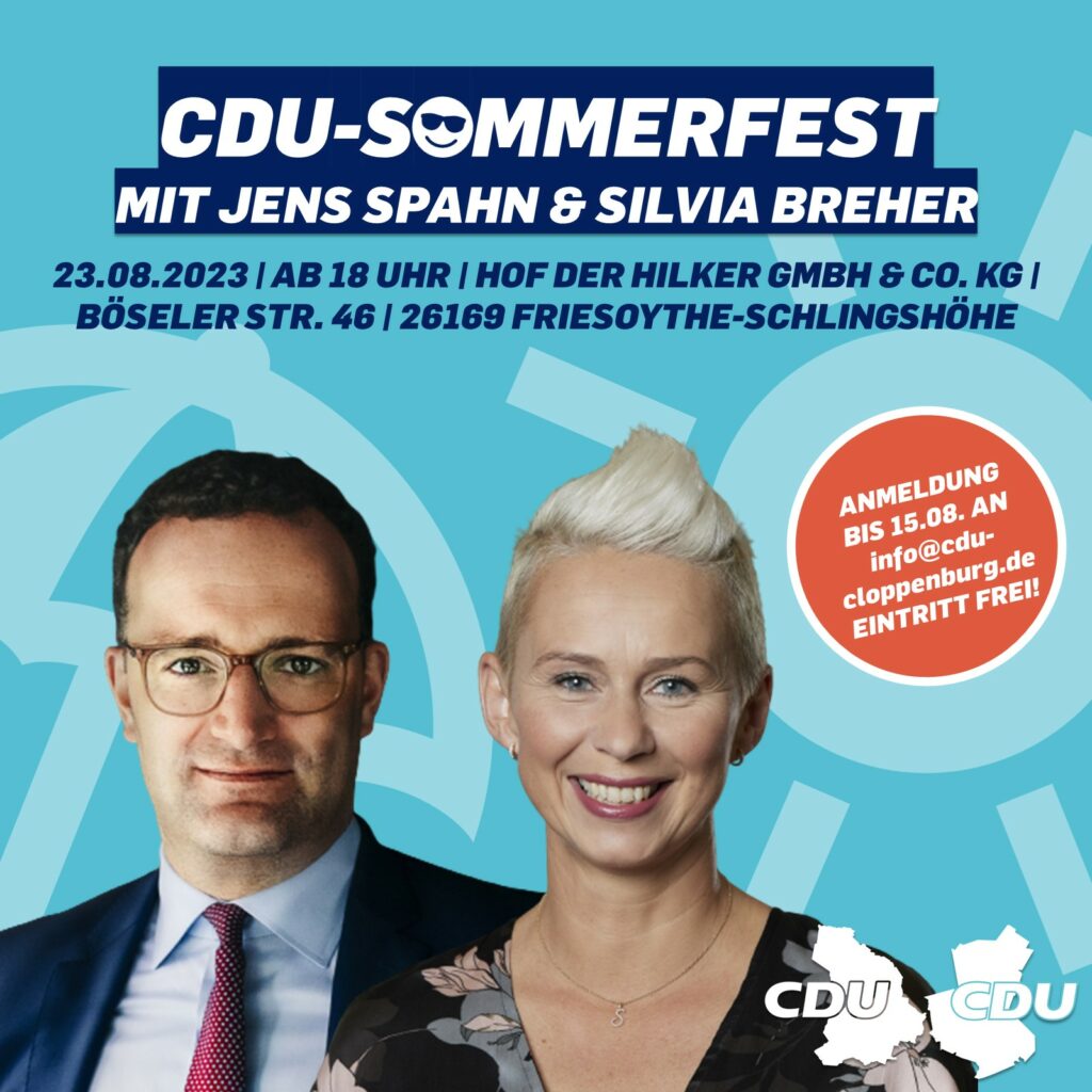 Großes CDU-Sommerfest mit Jens Spahn am 23. August 2023