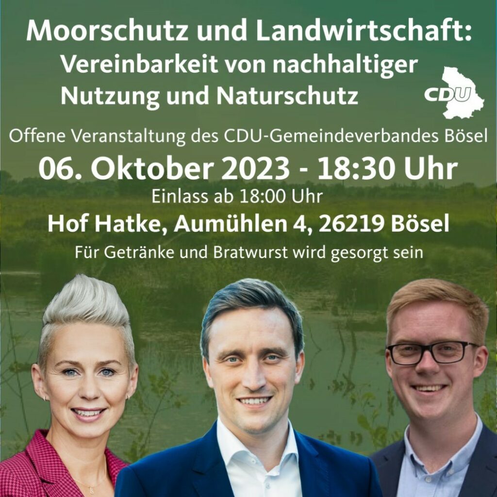 Jetzt Anmelden: Veranstaltung mit CDU-Chef Sebastian Lechner “Moorschutz und Landwirtschaft” am 6.10.