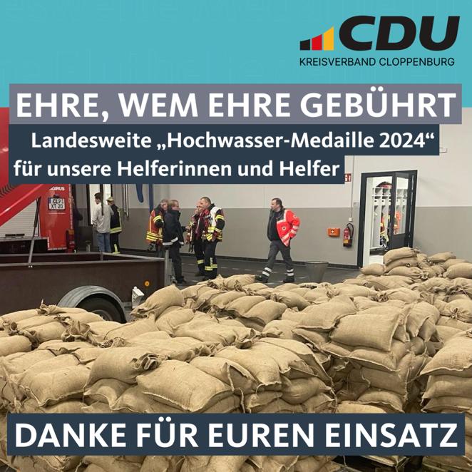 “Ehre, wem Ehre gebührt” – CDU-Kreisverband fordert für alle Hochwasserhelfer eigene Landesmedaille