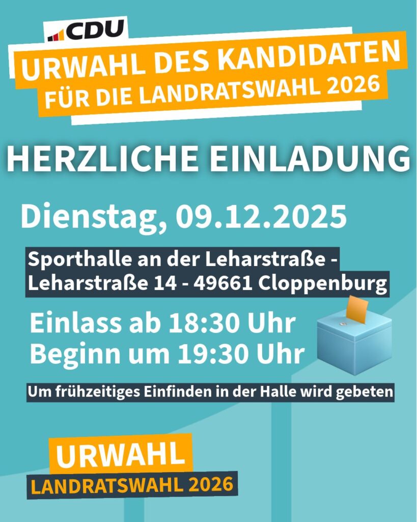 Urwahl Landratskandidat: CDU-Mitglieder entscheiden am 9.12.