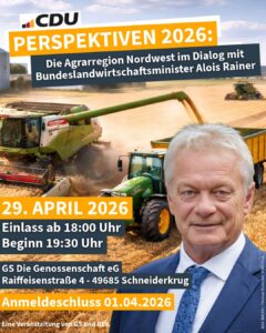 Bundeslandwirtschaftsminister Alois Rainer kommt in Schneiderkrug am 29.4.